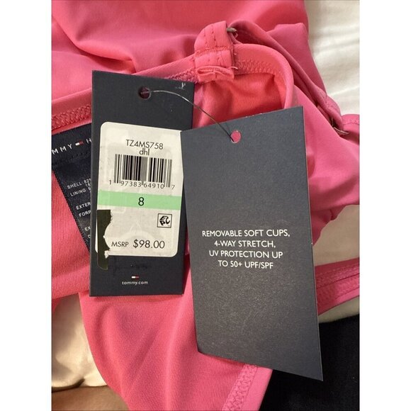 Tommy Hilfiger Women’s Size 8 Dahlia Pink One Piece Swimsuit Keyhole Ring New - Picture 6 of 8